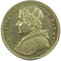 Профиль Григория XVI на монете