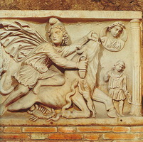 Митра убивает быка (Римский рельеф III века)
