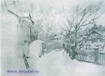 Врубель М.А. Дворик зимой. 1903-1904. Бумага, карандаш. 25,7х30. ГТГ