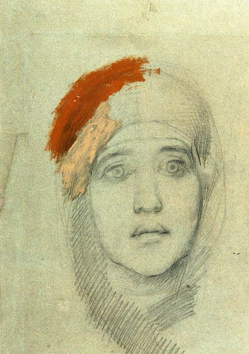 1885 Врубель М.А. "Женская голова (Эмилия Львовна Прахова)."